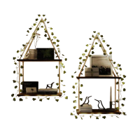 Універсальна настінна полиця Лофт з LED підсвіткою та декоративною лозою стильний органайзер для дому